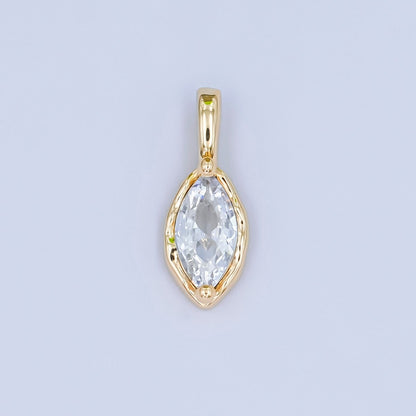 24K Gold Filled Marquise CZ Molten Bezel Personalized Birthstone Pendant | AA1472 - AA1477