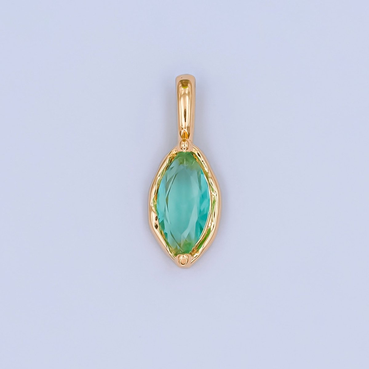 24K Gold Filled Marquise CZ Molten Bezel Personalized Birthstone Pendant | AA1472 - AA1477