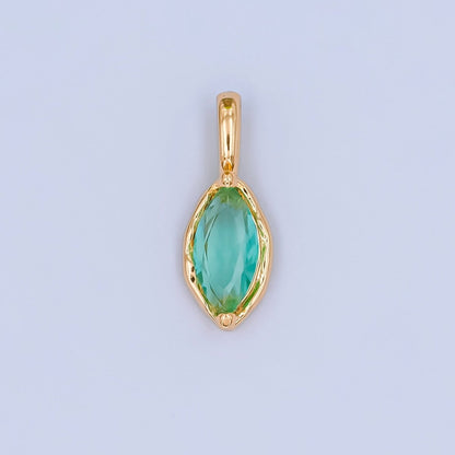 24K Gold Filled Marquise CZ Molten Bezel Personalized Birthstone Pendant | AA1472 - AA1477