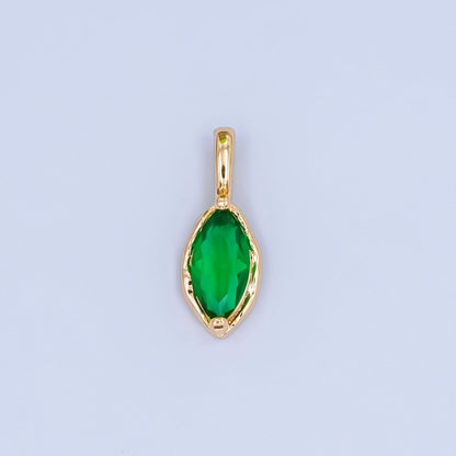 24K Gold Filled Marquise CZ Molten Bezel Personalized Birthstone Pendant | AA1472 - AA1477