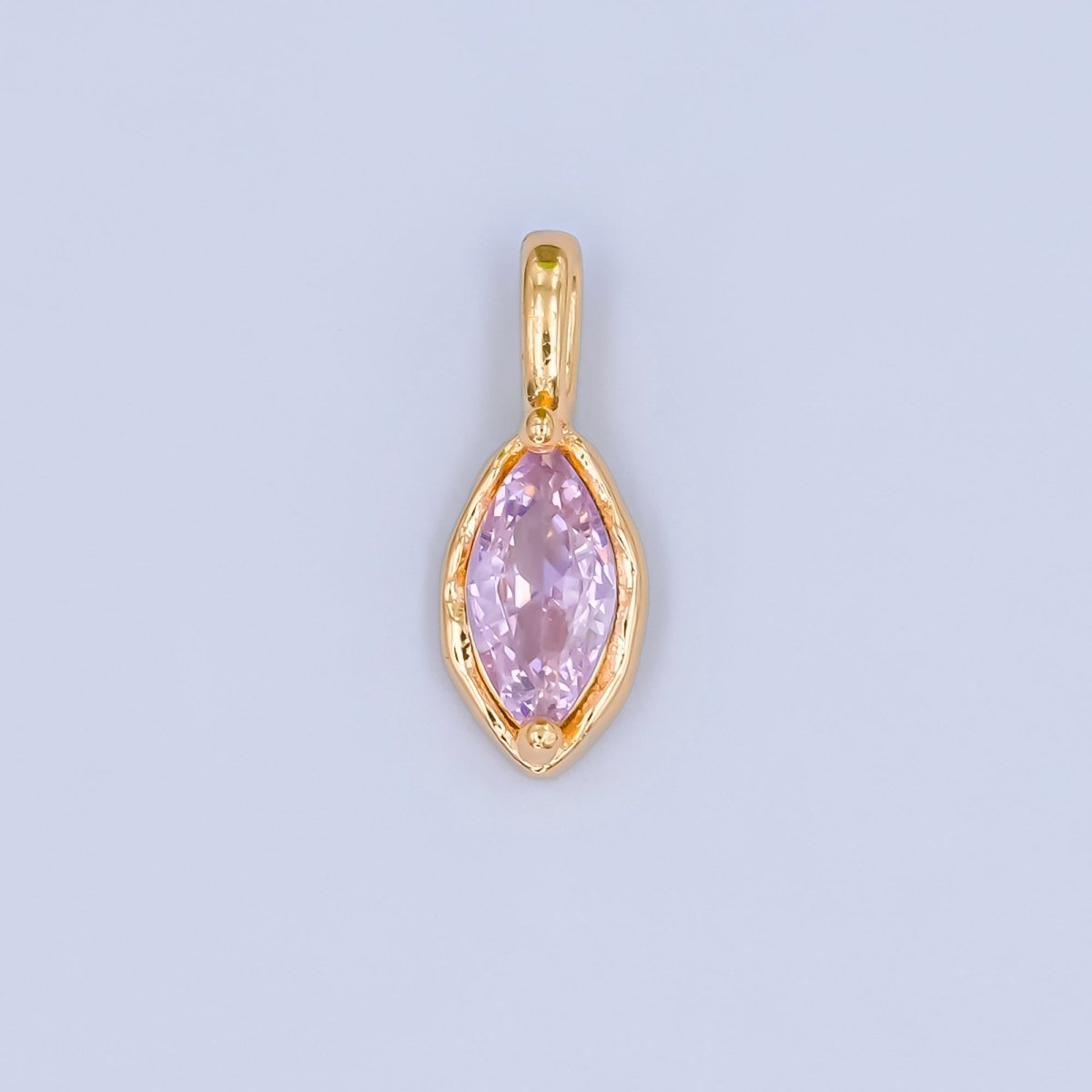 24K Gold Filled Marquise CZ Molten Bezel Personalized Birthstone Pendant | AA1472 - AA1477