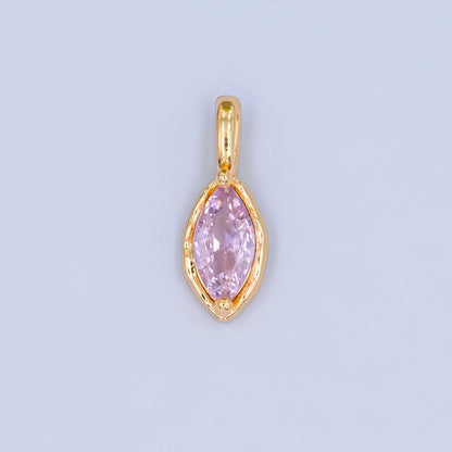 24K Gold Filled Marquise CZ Molten Bezel Personalized Birthstone Pendant | AA1472 - AA1477