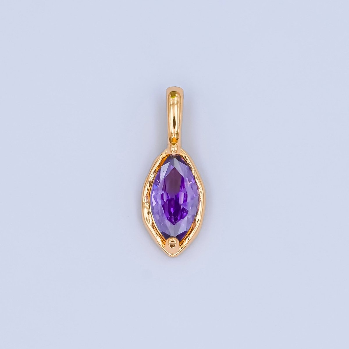 24K Gold Filled Marquise CZ Molten Bezel Personalized Birthstone Pendant | AA1472 - AA1477