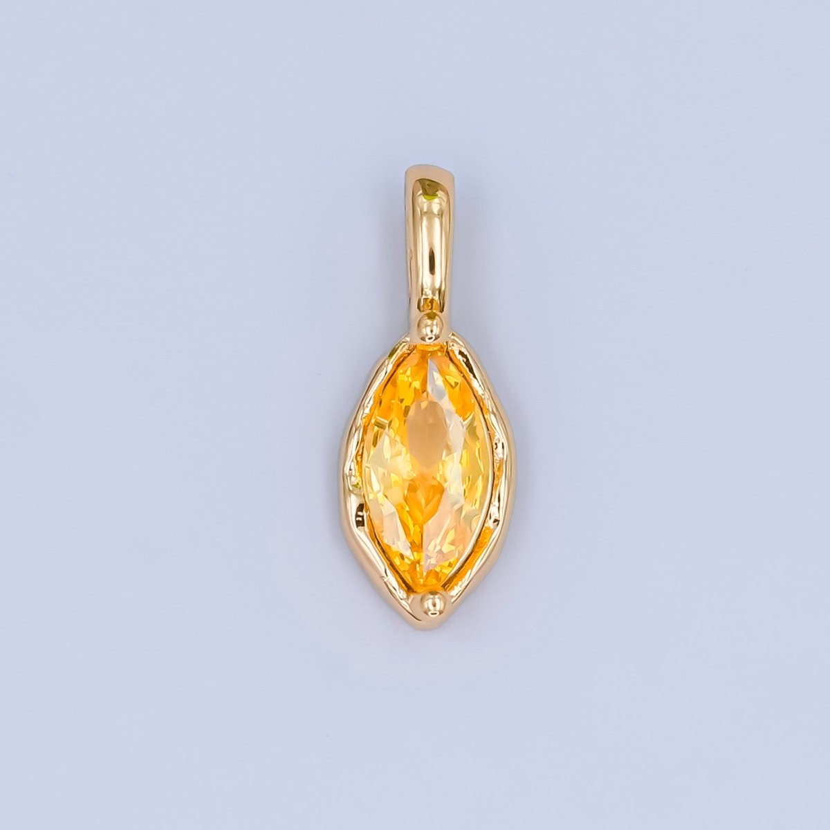 24K Gold Filled Marquise CZ Molten Bezel Personalized Birthstone Pendant | AA1472 - AA1477