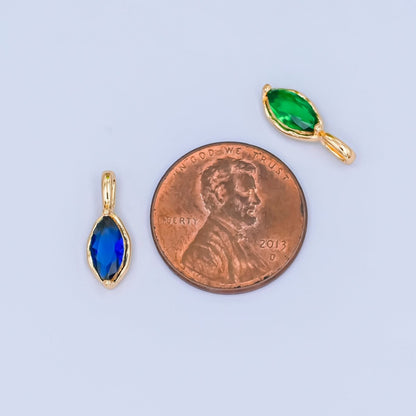 24K Gold Filled Marquise CZ Molten Bezel Personalized Birthstone Pendant | AA1472 - AA1477