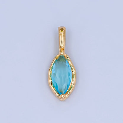 24K Gold Filled Marquise CZ Molten Bezel Personalized Birthstone Pendant | AA1472 - AA1477