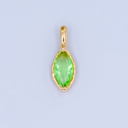 24K Gold Filled Marquise CZ Molten Bezel Personalized Birthstone Pendant | AA1472 - AA1477
