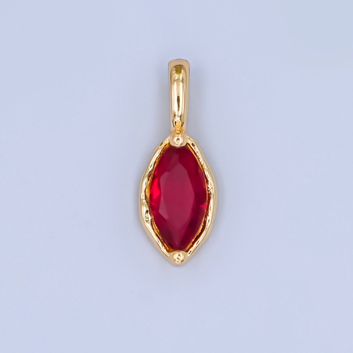 24K Gold Filled Marquise CZ Molten Bezel Personalized Birthstone Pendant | AA1472 - AA1477