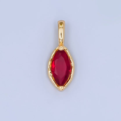 24K Gold Filled Marquise CZ Molten Bezel Personalized Birthstone Pendant | AA1472 - AA1477