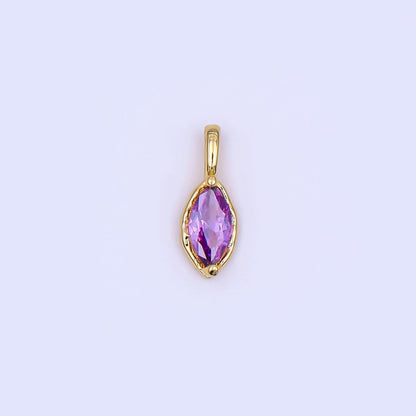 24K Gold Filled Marquise CZ Molten Bezel Pendant in Gold &amp; Silver | AH433 - AH435