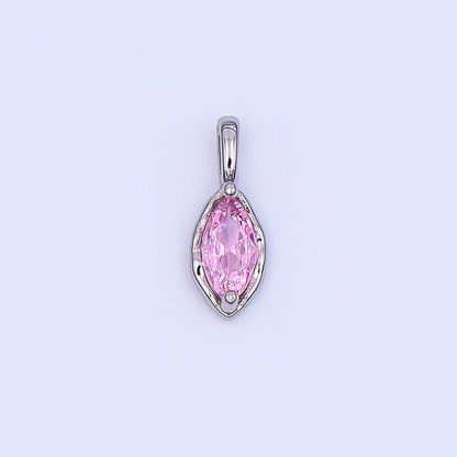 24K Gold Filled Marquise CZ Molten Bezel Pendant in Gold &amp; Silver | AH433 - AH435