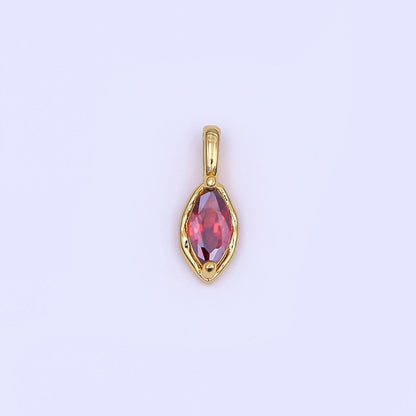 24K Gold Filled Marquise CZ Molten Bezel Pendant in Gold &amp; Silver | AH433 - AH435