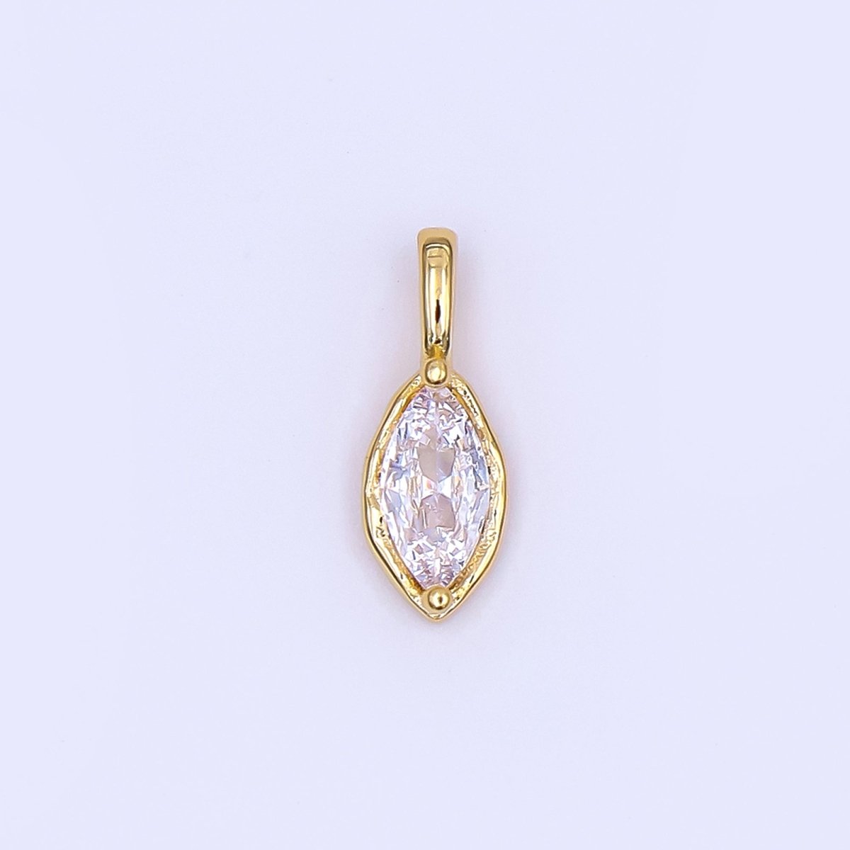 24K Gold Filled Marquise CZ Molten Bezel Pendant in Gold &amp; Silver | AH433 - AH435