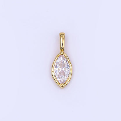 24K Gold Filled Marquise CZ Molten Bezel Pendant in Gold &amp; Silver | AH433 - AH435