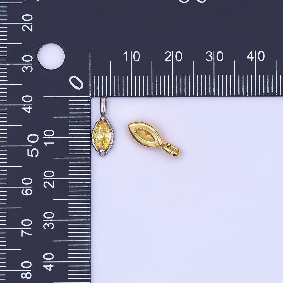 24K Gold Filled Marquise CZ Molten Bezel Pendant in Gold &amp; Silver | AH433 - AH435