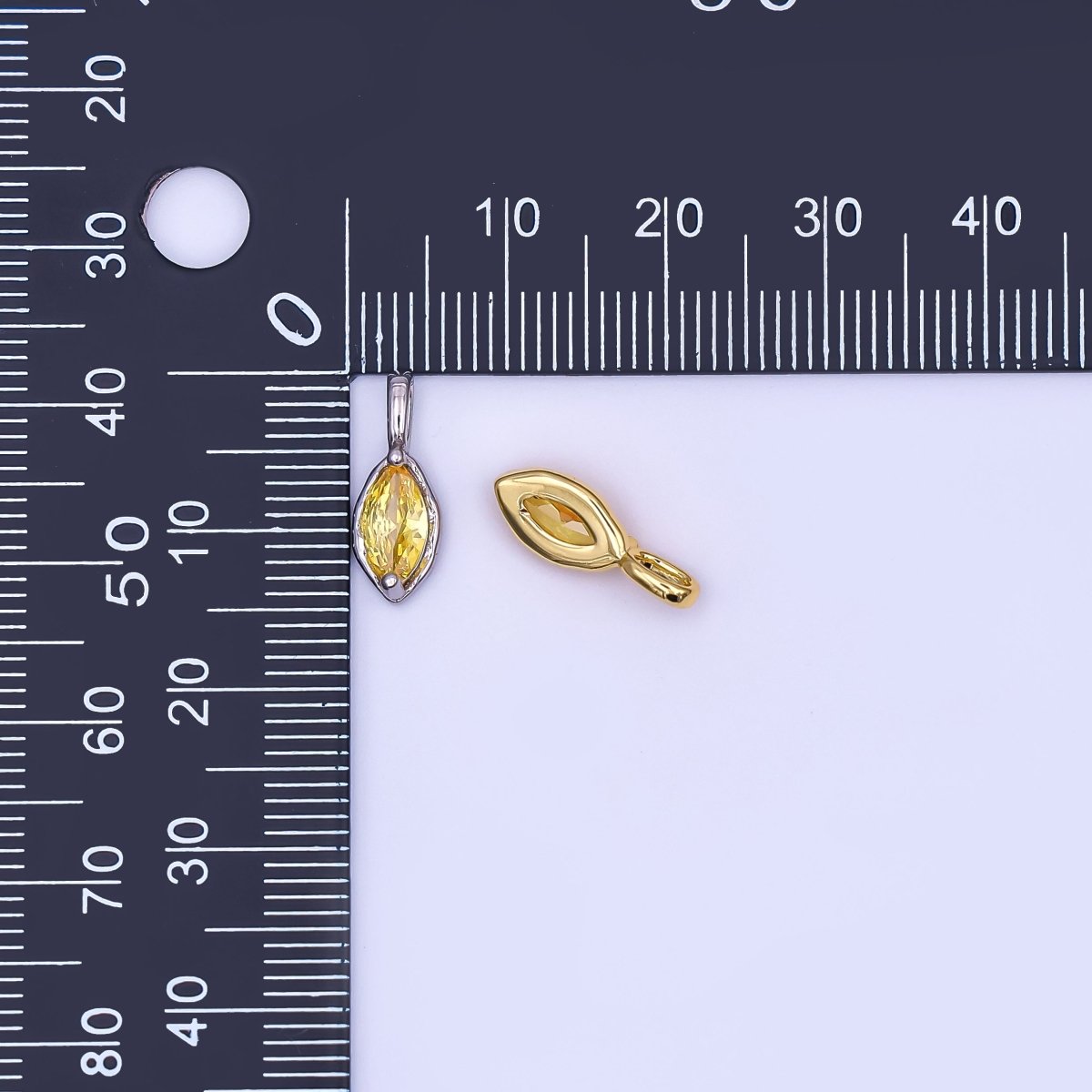 24K Gold Filled Marquise CZ Molten Bezel Pendant in Gold &amp; Silver | AH433 - AH435