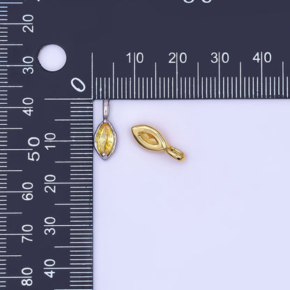 24K Gold Filled Marquise CZ Molten Bezel Pendant in Gold &amp; Silver | AH433 - AH435