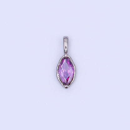 24K Gold Filled Marquise CZ Molten Bezel Pendant in Gold &amp; Silver | AH433 - AH435