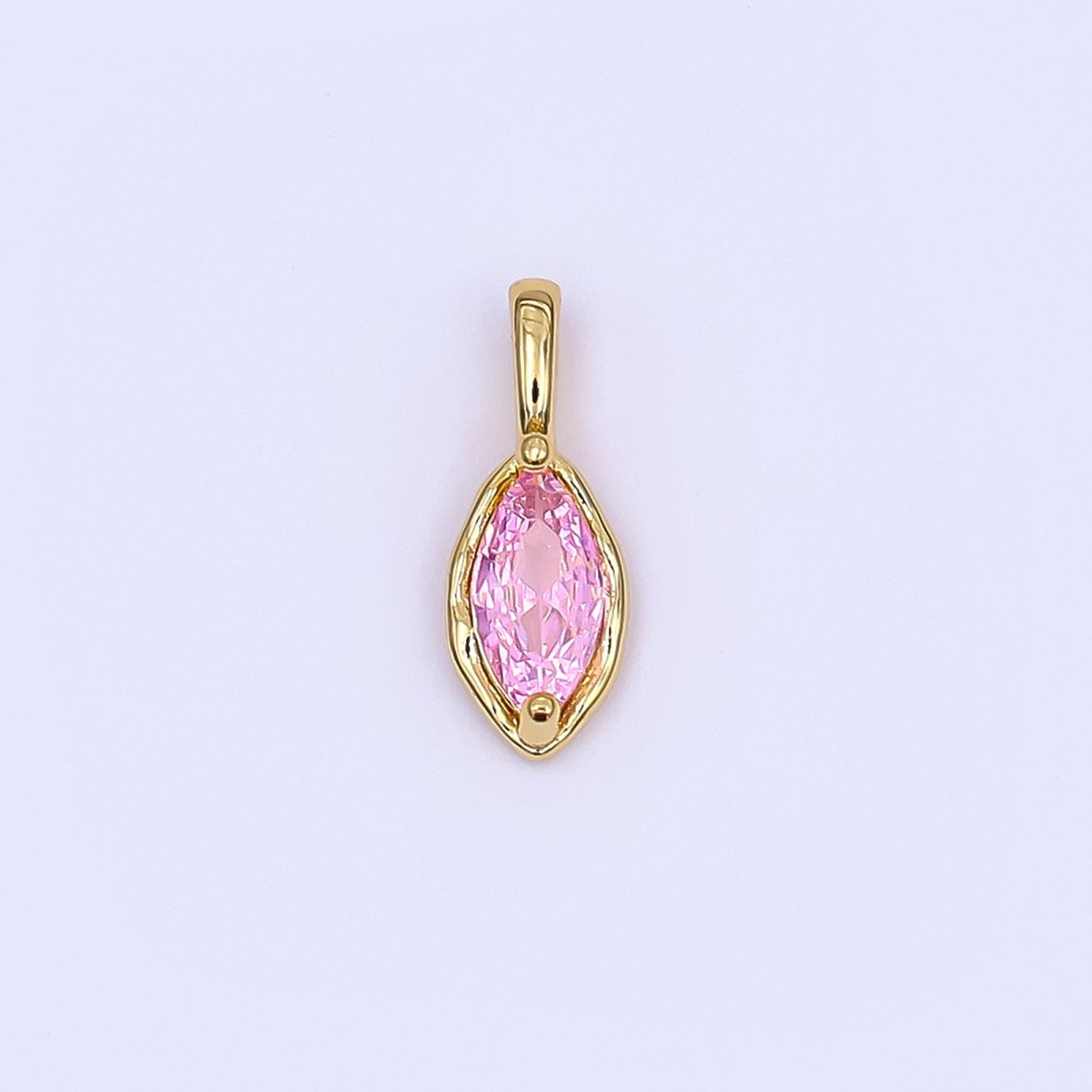 24K Gold Filled Marquise CZ Molten Bezel Pendant in Gold &amp; Silver | AH433 - AH435