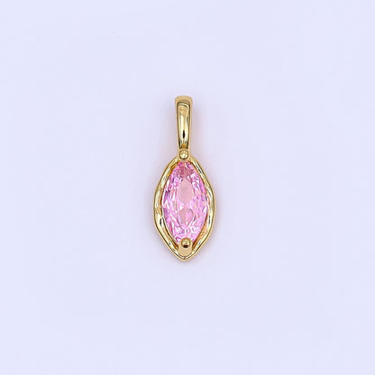 24K Gold Filled Marquise CZ Molten Bezel Pendant in Gold &amp; Silver | AH433 - AH435