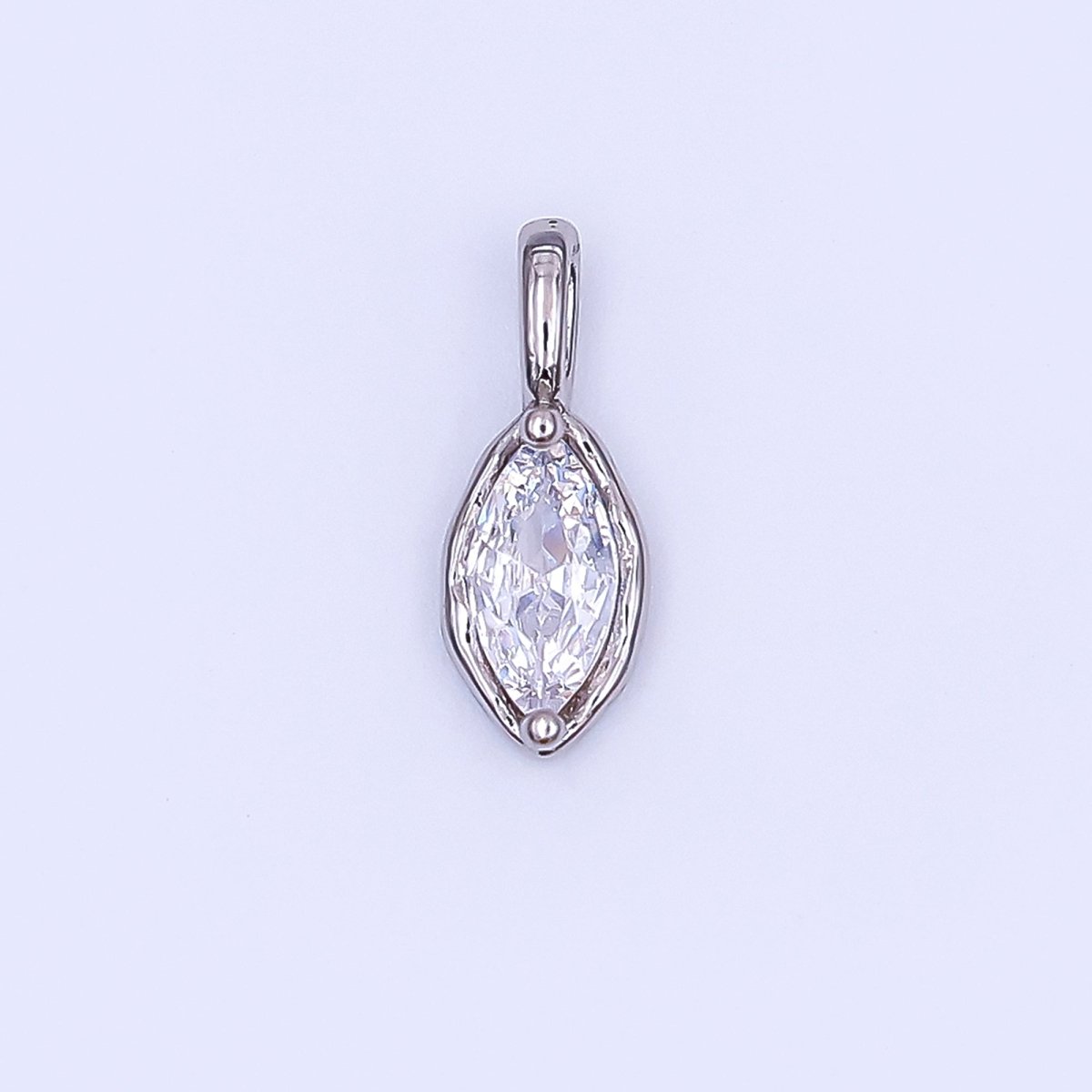 24K Gold Filled Marquise CZ Molten Bezel Pendant in Gold &amp; Silver | AH433 - AH435
