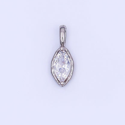 24K Gold Filled Marquise CZ Molten Bezel Pendant in Gold &amp; Silver | AH433 - AH435