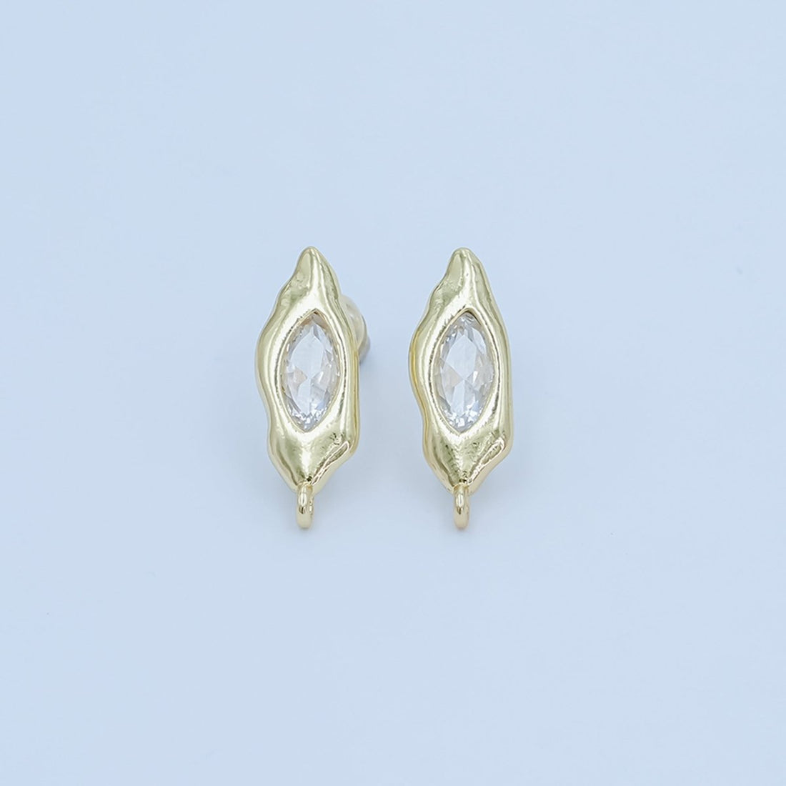 24K Gold Filled Marquise CZ Molten Drop Stud Earring Findings | Z1134