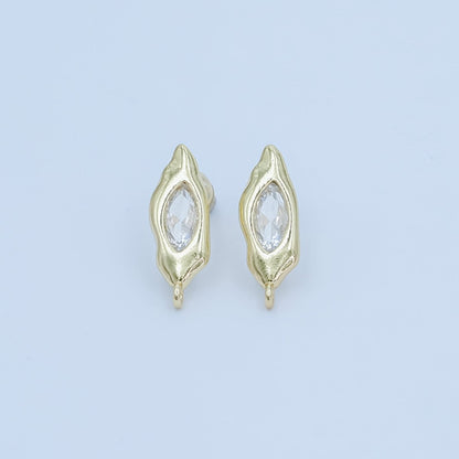 24K Gold Filled Marquise CZ Molten Drop Stud Earring Findings | Z1134