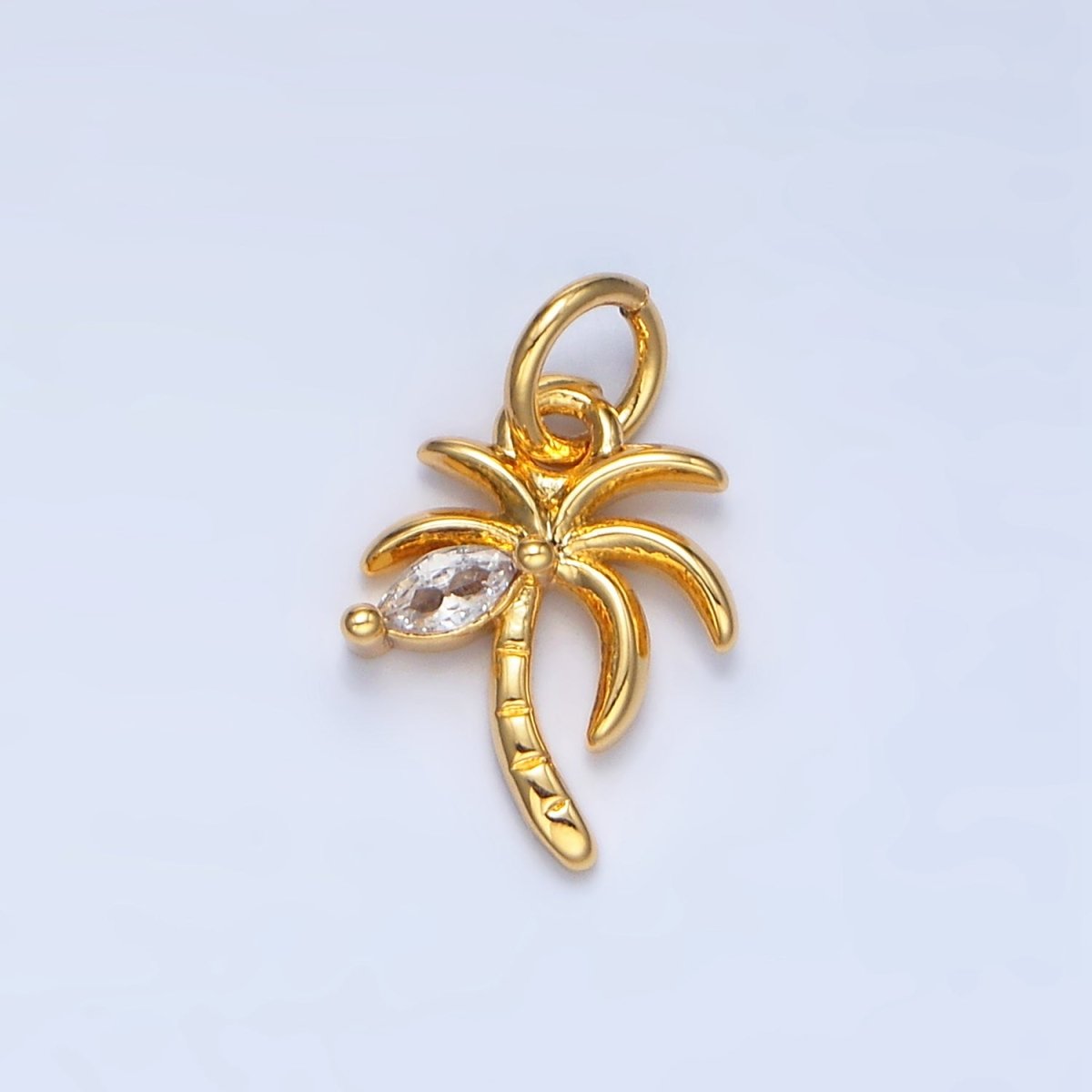 24K Gold Filled Marquise CZ Palm Tree Mini Charm in Gold &amp; Silver | X859