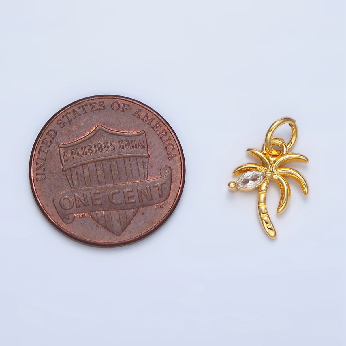 24K Gold Filled Marquise CZ Palm Tree Mini Charm in Gold &amp; Silver | X859