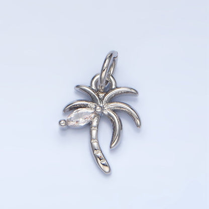 24K Gold Filled Marquise CZ Palm Tree Mini Charm in Gold &amp; Silver | X859