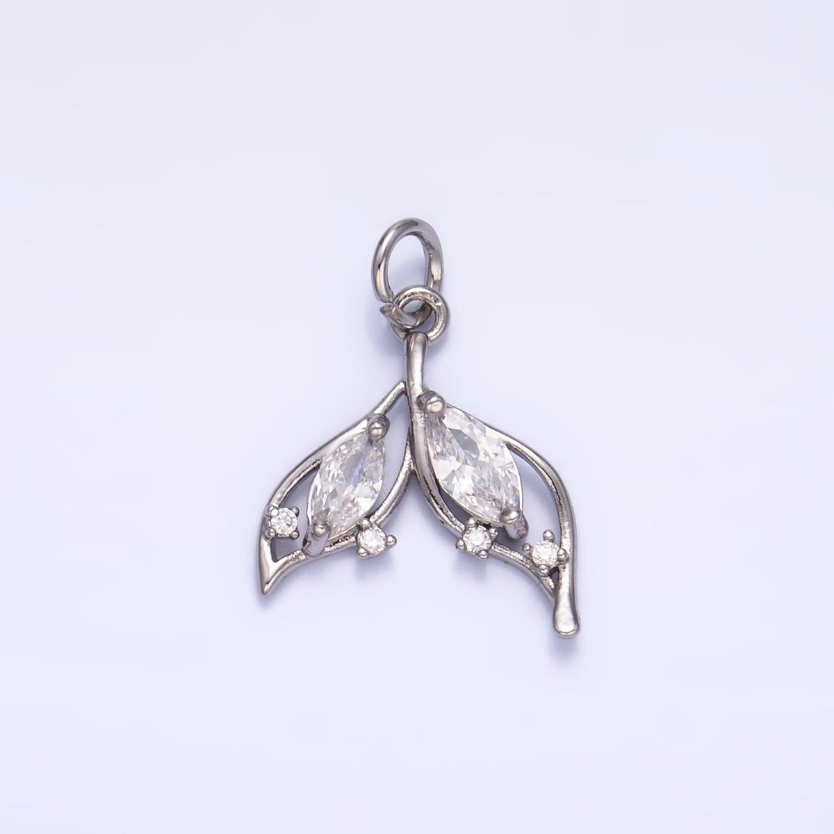 24K Gold Filled 18mm Marquise CZ Tail Sea Charm in Gold &amp; Silver | W804