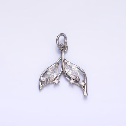 24K Gold Filled 18mm Marquise CZ Tail Sea Charm in Gold &amp; Silver | W804