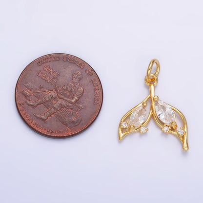 24K Gold Filled 18mm Marquise CZ Tail Sea Charm in Gold &amp; Silver | W804