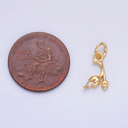 24K Gold Filled Marquise CZ Tulip Flower Mini Charm in Gold &amp; Silver | X312