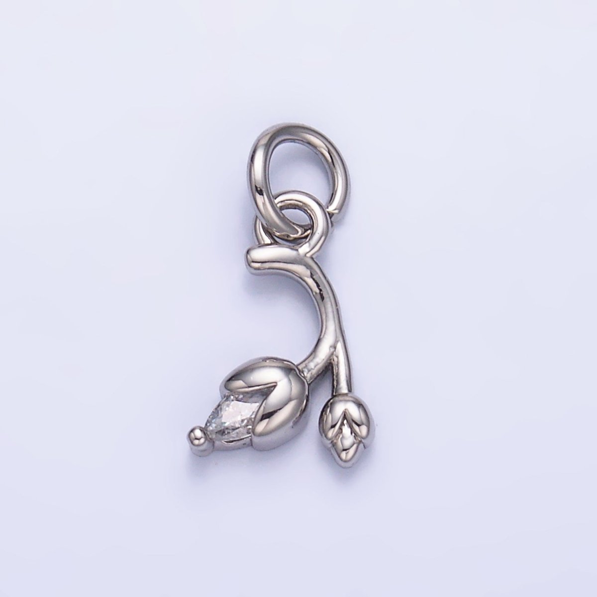24K Gold Filled Marquise CZ Tulip Flower Mini Charm in Gold &amp; Silver | X312