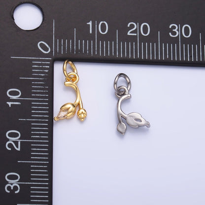 24K Gold Filled Marquise CZ Tulip Flower Mini Charm in Gold &amp; Silver | X312