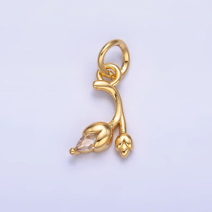 24K Gold Filled Marquise CZ Tulip Flower Mini Charm in Gold &amp; Silver | X312