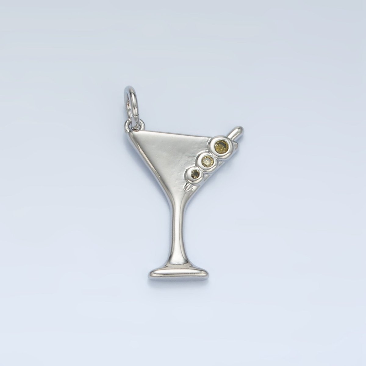 24K Gold Filled 18mm Martini Olive Alcohol Drink CZ Mini Charm in Gold &amp; Silver | E311
