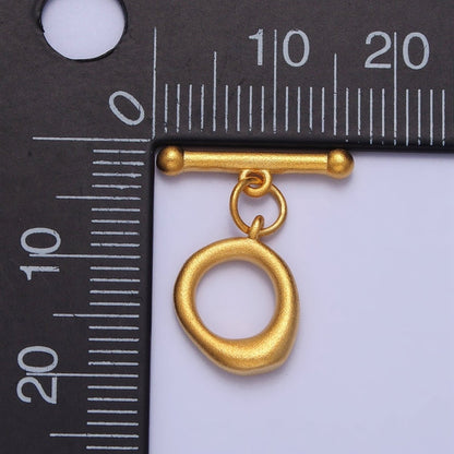 24K Gold Filled Matte Textured Round Geometric Toggle Clasps Jewelry Closure Supply | Z-073