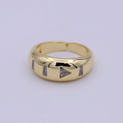 24K Gold Filled Media Icon Adjustable Ring, Pause &amp; Skip Ahead Button with Multicolor/Clear CZ Cubic Zirconia Cuff Ring in Gold &amp; Silver S-312 S-314 U-379 U-380