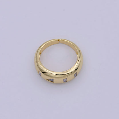 24K Gold Filled Media Icon Adjustable Ring, Pause &amp; Skip Ahead Button with Multicolor/Clear CZ Cubic Zirconia Cuff Ring in Gold &amp; Silver S-312 S-314 U-379 U-380