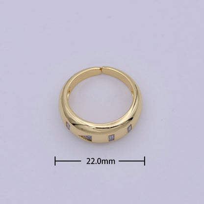 24K Gold Filled Media Icon Adjustable Ring, Pause &amp; Skip Ahead Button with Multicolor/Clear CZ Cubic Zirconia Cuff Ring in Gold &amp; Silver S-312 S-314 U-379 U-380
