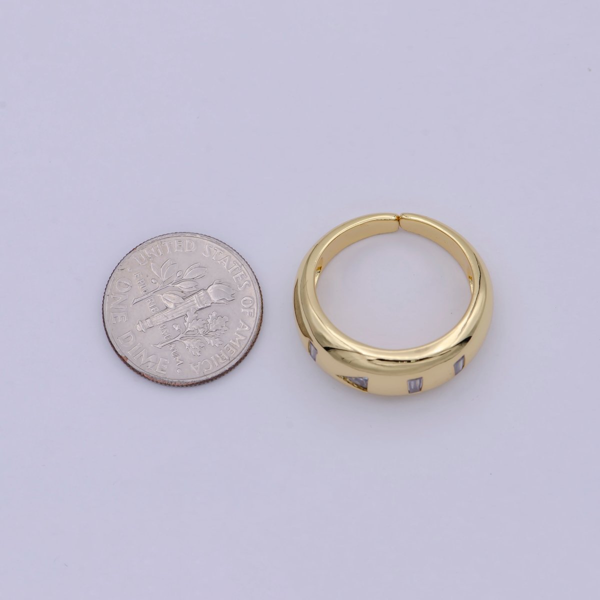 24K Gold Filled Media Icon Adjustable Ring, Pause &amp; Skip Ahead Button with Multicolor/Clear CZ Cubic Zirconia Cuff Ring in Gold &amp; Silver S-312 S-314 U-379 U-380