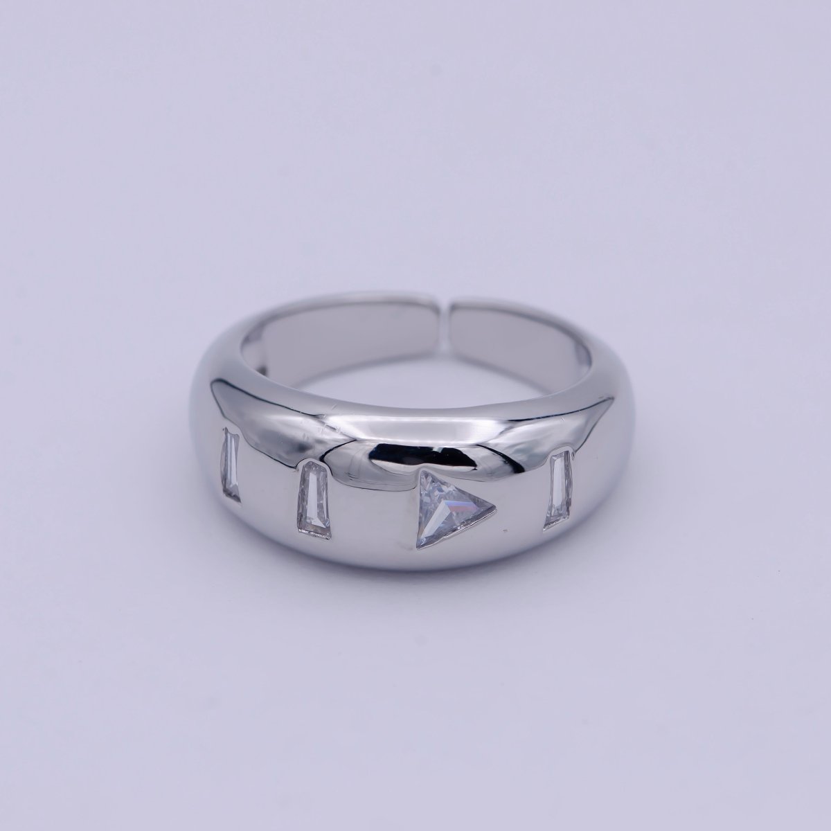24K Gold Filled Media Icon Adjustable Ring, Pause &amp; Skip Ahead Button with Multicolor/Clear CZ Cubic Zirconia Cuff Ring in Gold &amp; Silver S-312 S-314 U-379 U-380