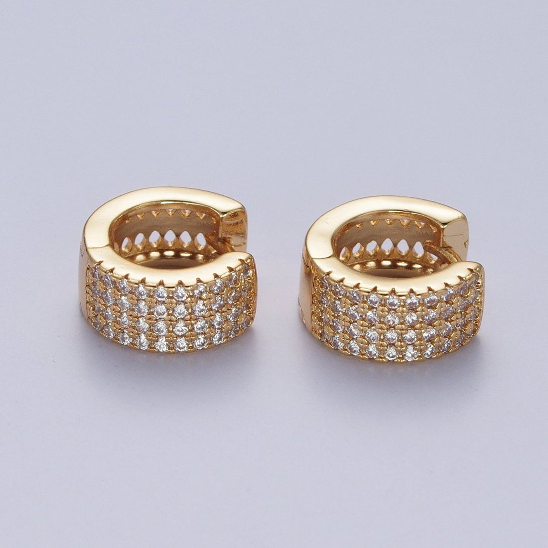 24K Gold Filled Micro Pave Cubic Zirconia Small Hoop Earrings Simple Dainty Huggie Gold Earrings  AD-485