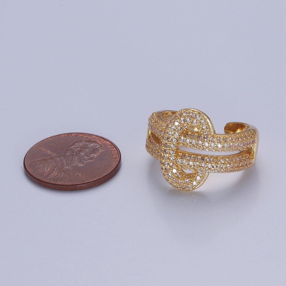 24K Gold Filled Micro Pave CZ Double Band Ring, Cubic Zirconia Ring in Silver &amp; Gold O-2270  O-2271