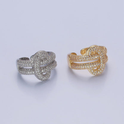 24K Gold Filled Micro Pave CZ Double Band Ring, Cubic Zirconia Ring in Silver &amp; Gold O-2270  O-2271