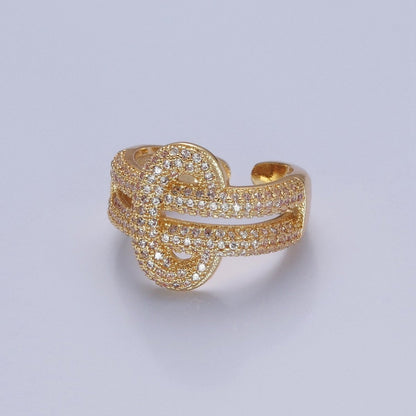 24K Gold Filled Micro Pave CZ Double Band Ring, Cubic Zirconia Ring in Silver &amp; Gold O-2270  O-2271