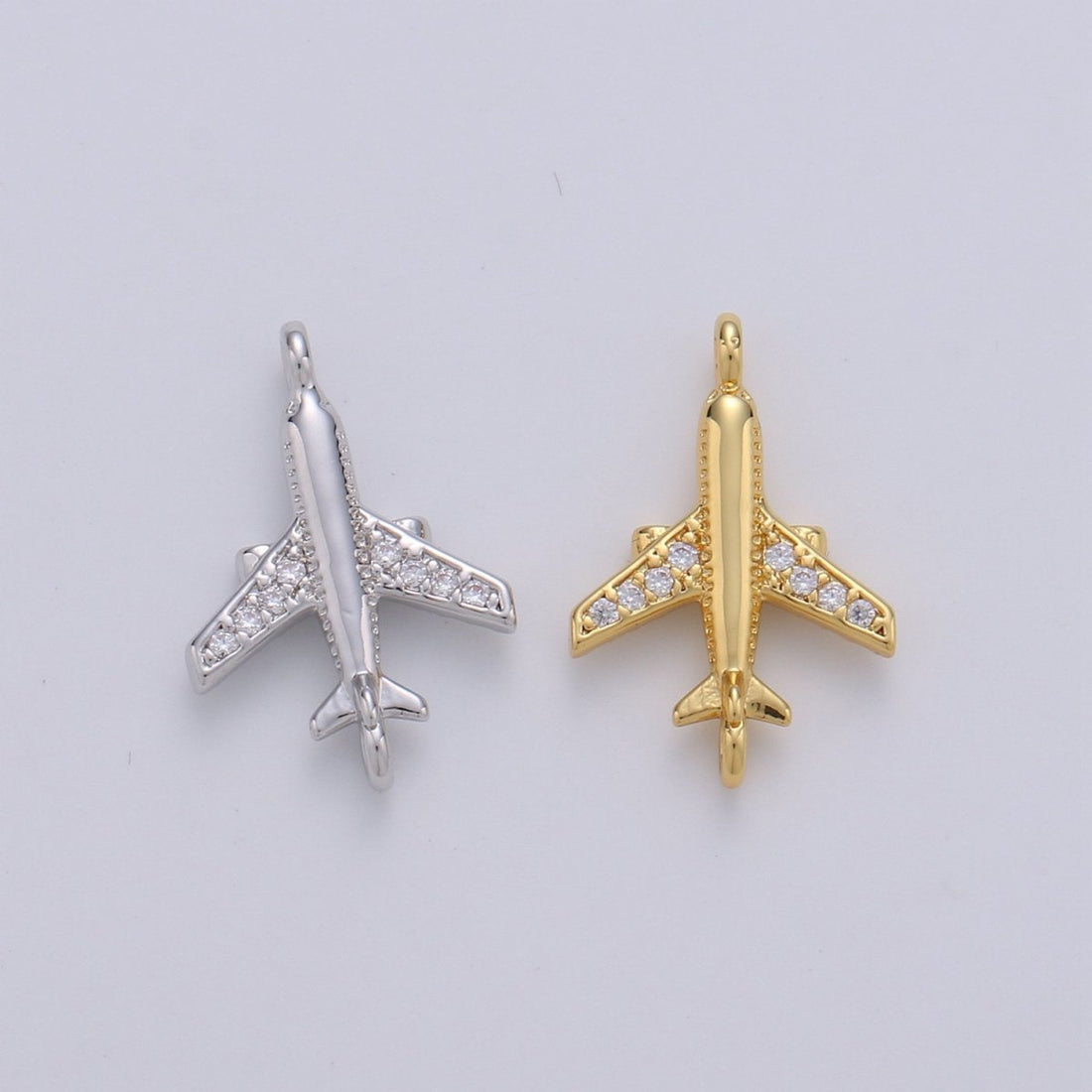 24k Gold Filled Micro Pave CZ Plane Charm Connector Micro Pave CZ Airplane Bracelet Connector For Bracelet Necklace Supply F-383 F-387